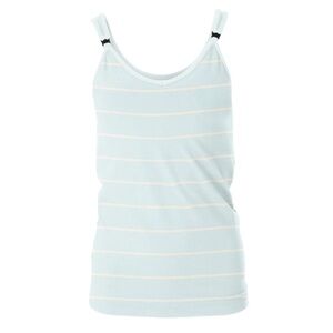 KicKee Print Luxe Bamboo Fresh Air Road Trip Teal Stripe Nursing Tank Top Medium